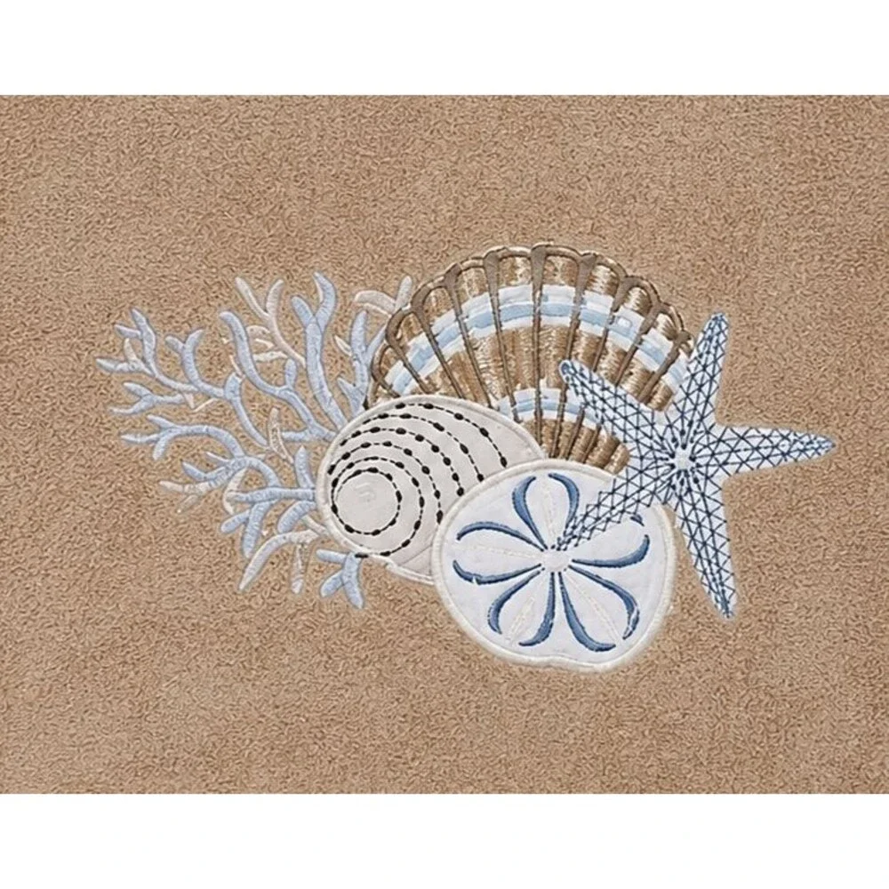 Avanti By The Sea Bath Towels Embroidered Beaded Beach Summer Home Set of 2